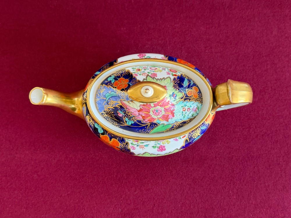 A rare Spode of New Oval Shape Teapot decorated in the Tobacco Leaf Pattern 1698 c.1812 View V