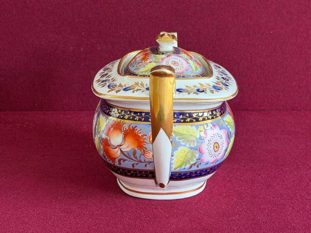 A New Hall Porcelain Teapot of London Shape decorated in pattern 1304 c.1815 View IV