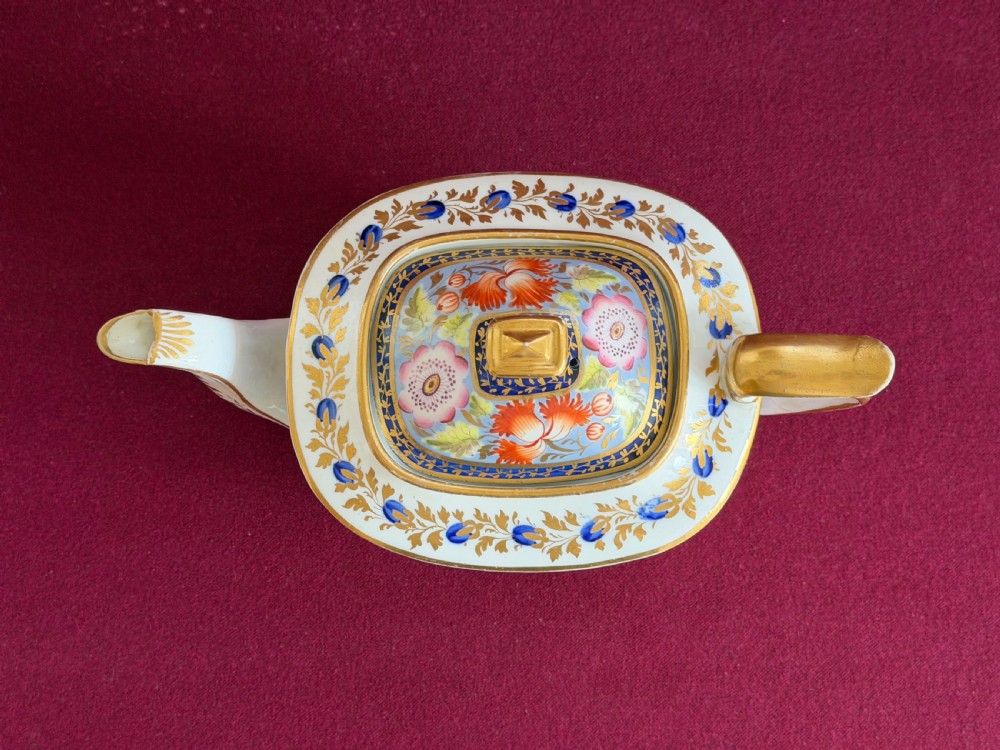 A New Hall Porcelain Teapot of London Shape decorated in pattern 1304 c.1815 View V