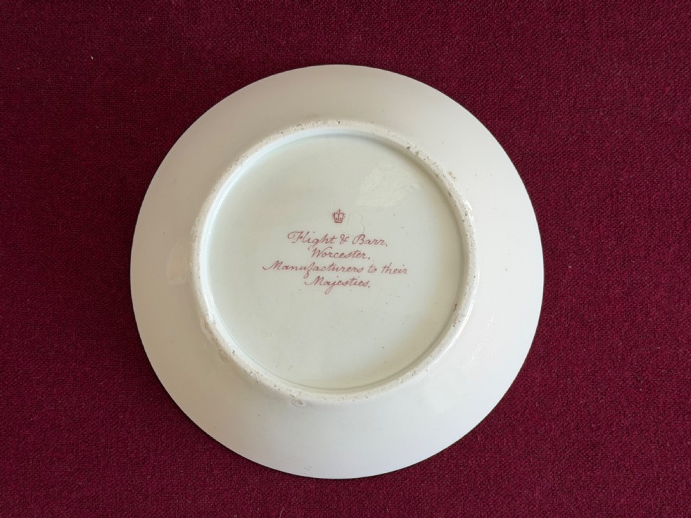 A Georgian Flight and Barr Worcester porcelain coffee can and saucer with hand-painted sepia landscape vignettes and gilt star patterning on a peach border. View III