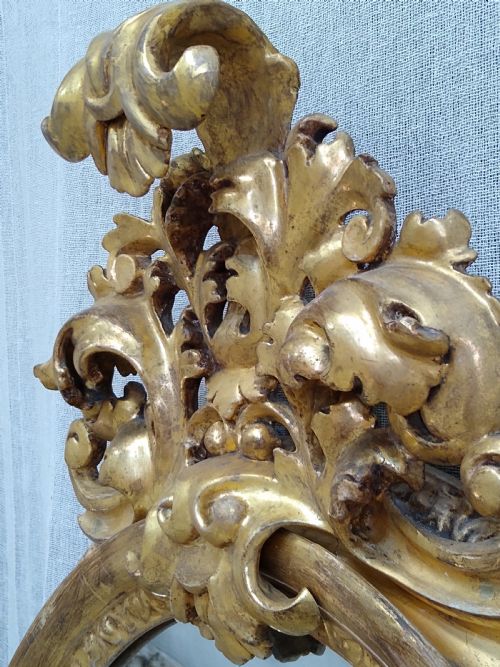 LARGE ANTIQUE ITALIAN OVAL GILT WALL MIRROR C1820 - ADDITIONAL PHOTO 7