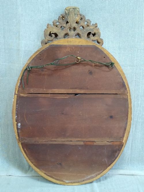 LARGE ANTIQUE ITALIAN OVAL GILT WALL MIRROR C1820 - ADDITIONAL PHOTO 9