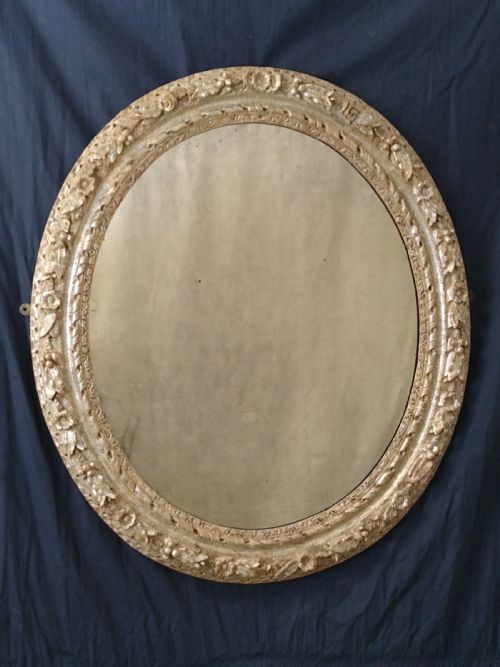 Charles II Antique Silver Gilt Oval Wall Mirror C1670