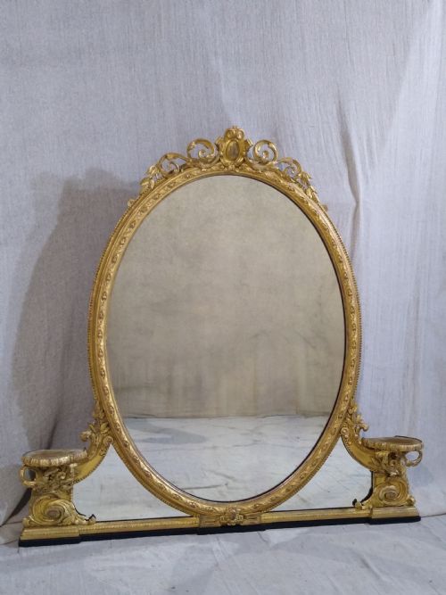 Large Antique Gilt Overmantle Wall Mirror C 1876