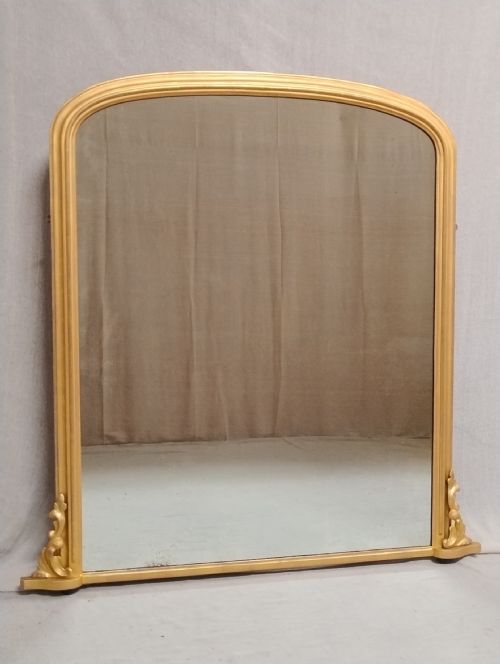 Large Antique Gilt Overmantle Wall Mirror C 1880