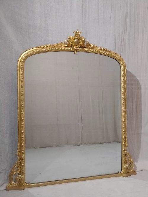 Large Antique Gilt Overmantle Wall Mirror C 1870