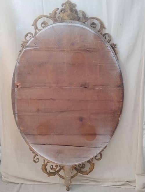 LARGE ANTIQUE GILT OVAL WALL MIRROR C1880 - ADDITIONAL PHOTO 1