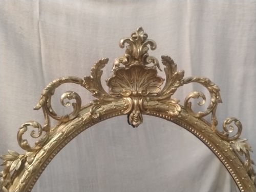 LARGE ANTIQUE GILT OVAL WALL MIRROR C1880 - ADDITIONAL PHOTO 2