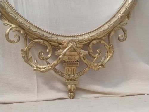 LARGE ANTIQUE GILT OVAL WALL MIRROR C1880 - ADDITIONAL PHOTO 5