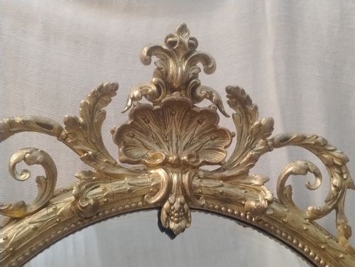 LARGE ANTIQUE GILT OVAL WALL MIRROR C1880 - ADDITIONAL PHOTO 6