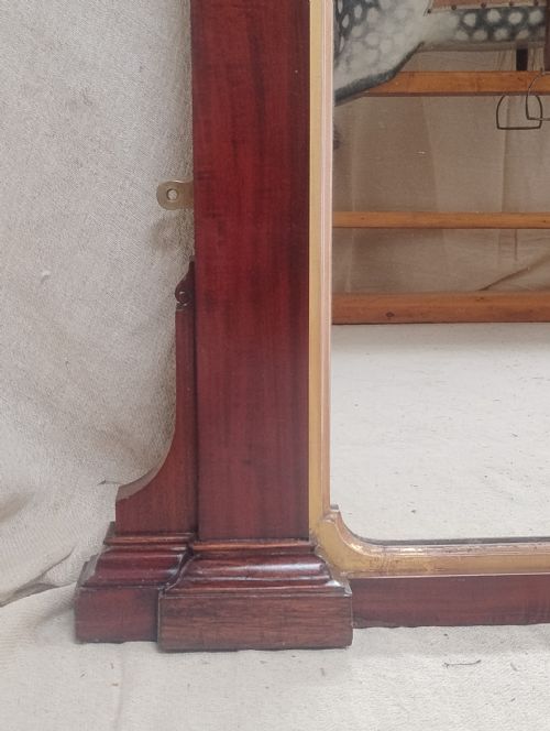 LARGE ANTIQUE PARCEL GILT OVERMANTLE WALL MIRROR C1870 - ADDITIONAL PHOTO 3