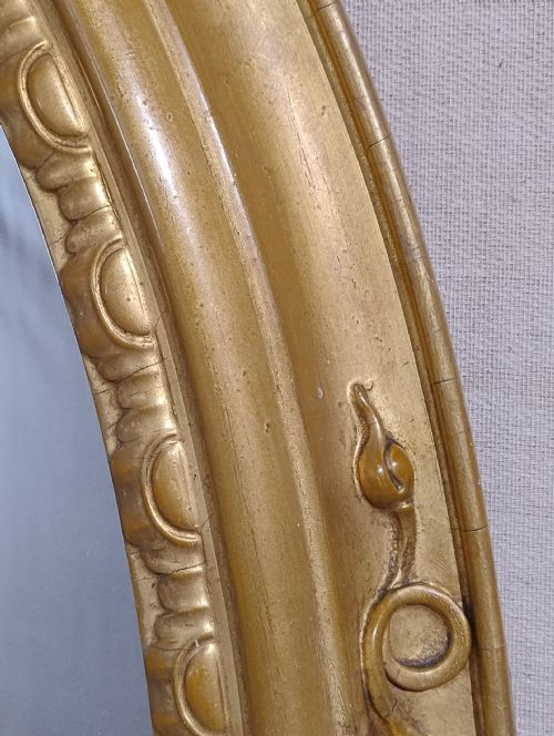 LARGE ANTIQUE GILT OVAL WALL MIRROR C1870 - ADDITIONAL PHOTO 4