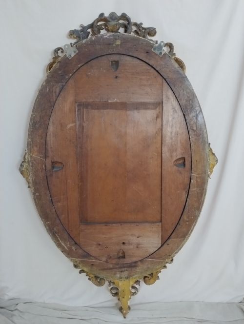 LARGE ANTIQUE GILT OVAL WALL MIRROR C1870 - ADDITIONAL PHOTO 5