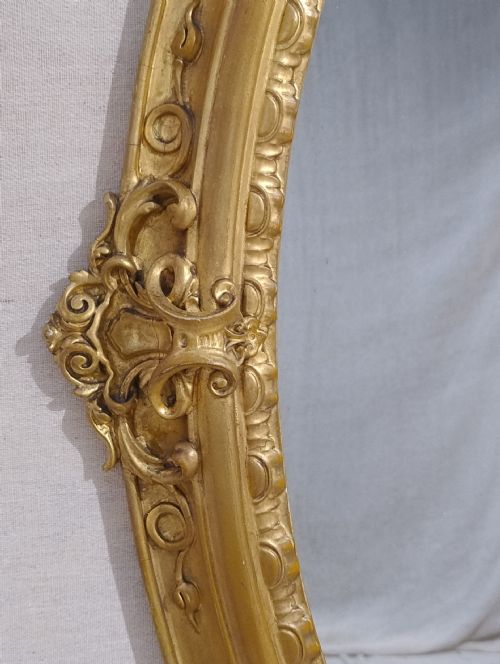 LARGE ANTIQUE GILT OVAL WALL MIRROR C1870 - ADDITIONAL PHOTO 6