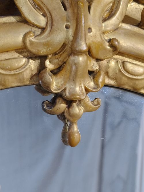 LARGE ANTIQUE GILT OVAL WALL MIRROR C1870 - ADDITIONAL PHOTO 7