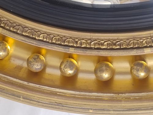 LARGE LATE 19TH CENTURY GILTWOOD CONVEX MIRROR - ADDITIONAL PHOTO 2
