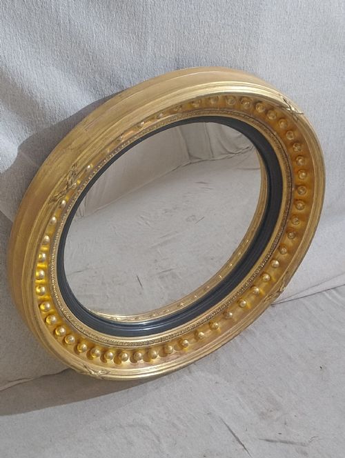LARGE LATE 19TH CENTURY GILTWOOD CONVEX MIRROR - ADDITIONAL PHOTO 5
