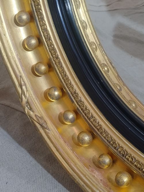 LARGE LATE 19TH CENTURY GILTWOOD CONVEX MIRROR - ADDITIONAL PHOTO 8