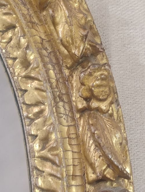 VERY EARLY C1700 GILTWOOD OVAL MIRROR - ADDITIONAL PHOTO 5