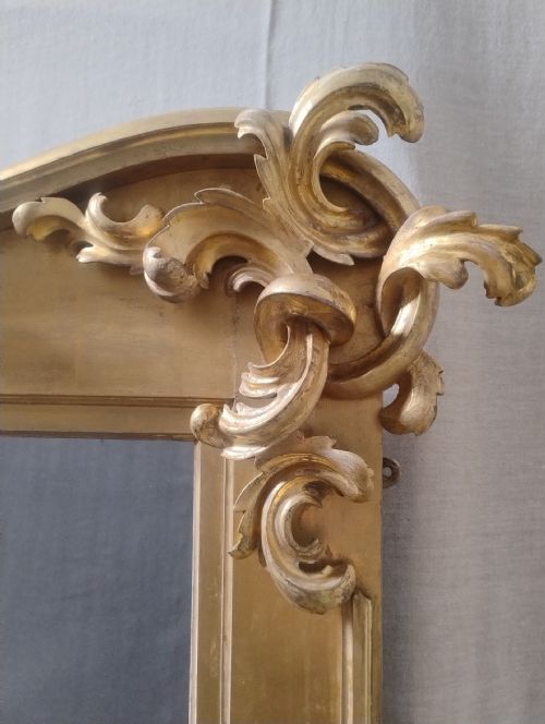VERY LARGE 79 TALL ANTIQUE GILTWOOD OVERMANTLE WALL MIRROR C1850 - ADDITIONAL PHOTO 4