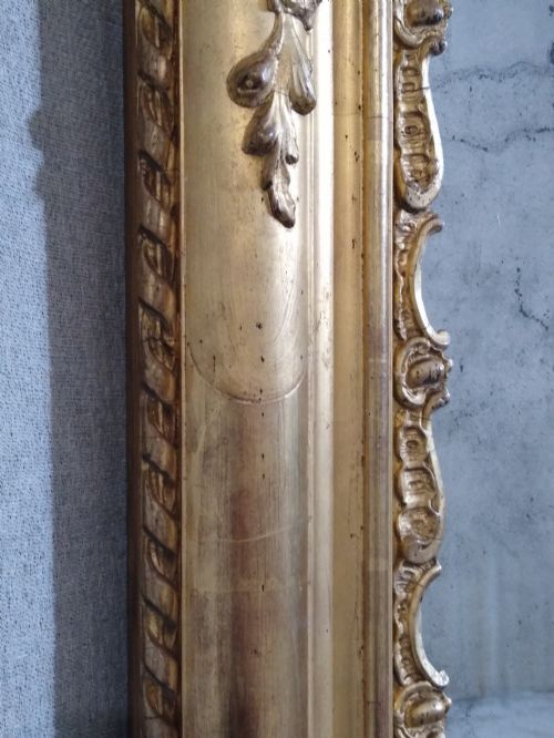LARGE FRENCH ANTIQUE GILT OVERMANTLE WALL MIRROR C 1870 - ADDITIONAL PHOTO 1
