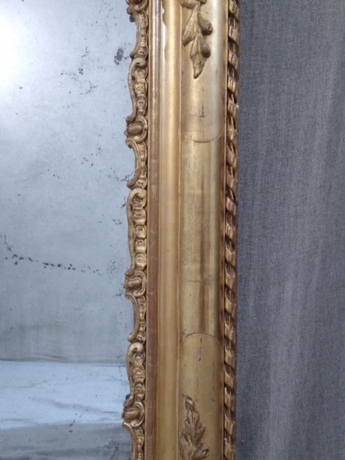 LARGE FRENCH ANTIQUE GILT OVERMANTLE WALL MIRROR C 1870 - ADDITIONAL PHOTO 2