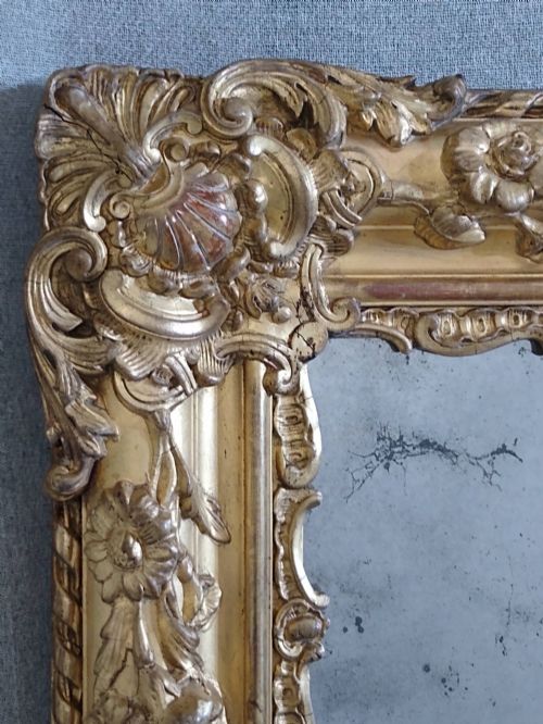 LARGE FRENCH ANTIQUE GILT OVERMANTLE WALL MIRROR C 1870 - ADDITIONAL PHOTO 4