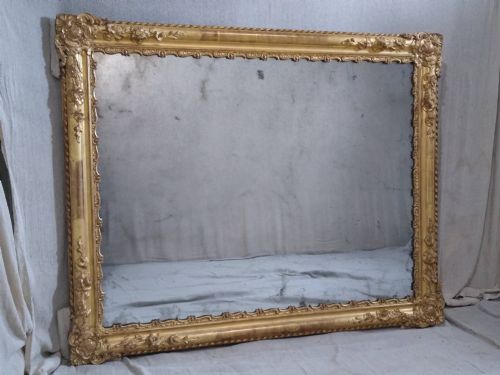 LARGE FRENCH ANTIQUE GILT OVERMANTLE WALL MIRROR C 1870 - ADDITIONAL PHOTO 8