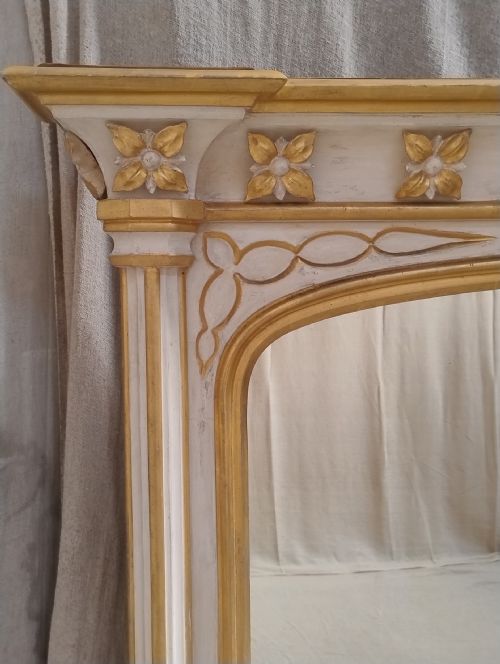 LARGE ANTIQUE PARCEL GILT OVERMANTLE MIRROR C1860 - ADDITIONAL PHOTO 2