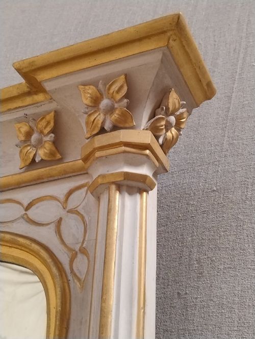 LARGE ANTIQUE PARCEL GILT OVERMANTLE MIRROR C1860 - ADDITIONAL PHOTO 3