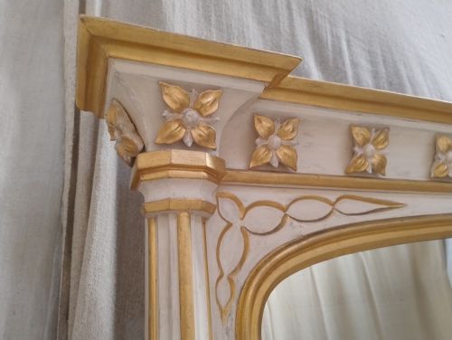LARGE ANTIQUE PARCEL GILT OVERMANTLE MIRROR C1860 - ADDITIONAL PHOTO 4