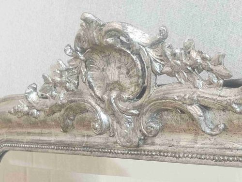 LARGE ANTIQUE FRENCH SILVER GILT WALL MIRROR C1880 - ADDITIONAL PHOTO 3