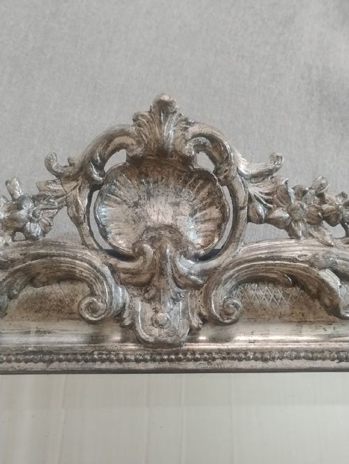 LARGE ANTIQUE FRENCH SILVER GILT WALL MIRROR C1880 - ADDITIONAL PHOTO 6