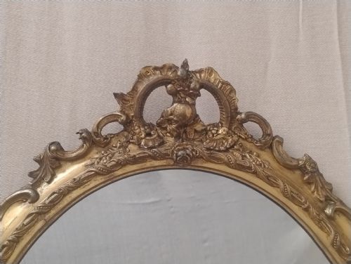 PAIR OF ANTIQUE GILT OVAL WALL MIRRORS C1880 - ADDITIONAL PHOTO 5