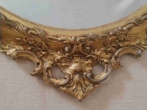 PAIR OF ANTIQUE GILT OVAL WALL MIRRORS C1880 - ADDITIONAL PHOTO 3