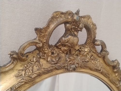 PAIR OF ANTIQUE GILT OVAL WALL MIRRORS C1880 - ADDITIONAL PHOTO 1