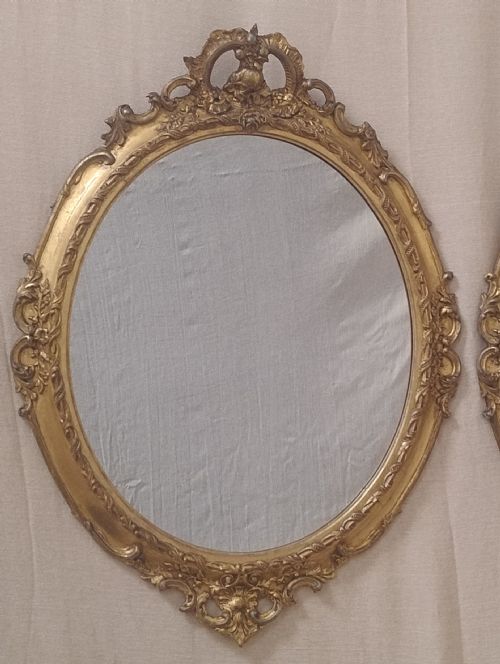 PAIR OF ANTIQUE GILT OVAL WALL MIRRORS C1880 - ADDITIONAL PHOTO 2