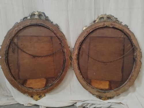 PAIR OF ANTIQUE GILT OVAL WALL MIRRORS C1880 - ADDITIONAL PHOTO 6