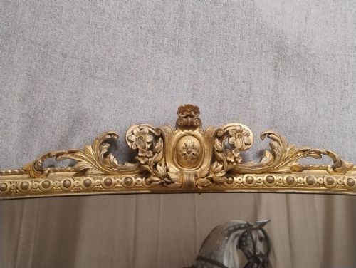 LARGE ANTIQUE GILT OVERMANTLE WALL MIRROR C 1860 - ADDITIONAL PHOTO 2