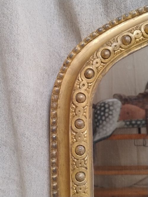 LARGE ANTIQUE GILT OVERMANTLE WALL MIRROR C 1860 - ADDITIONAL PHOTO 6