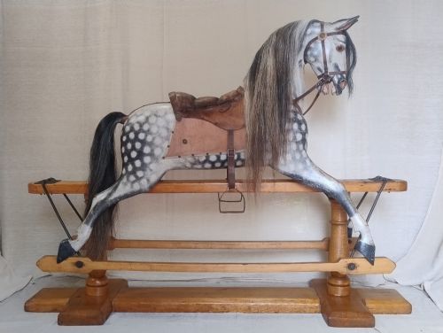 VERY LARGE ANTIQUE ROCKING HORSE FHAYRES C1890 - ADDITIONAL PHOTO 6