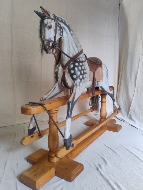 VERY LARGE ANTIQUE ROCKING HORSE FHAYRES C1890 - ADDITIONAL PHOTO 1