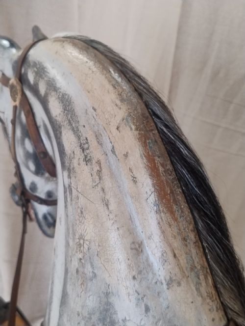 VERY LARGE ANTIQUE ROCKING HORSE FHAYRES C1890 - ADDITIONAL PHOTO 2