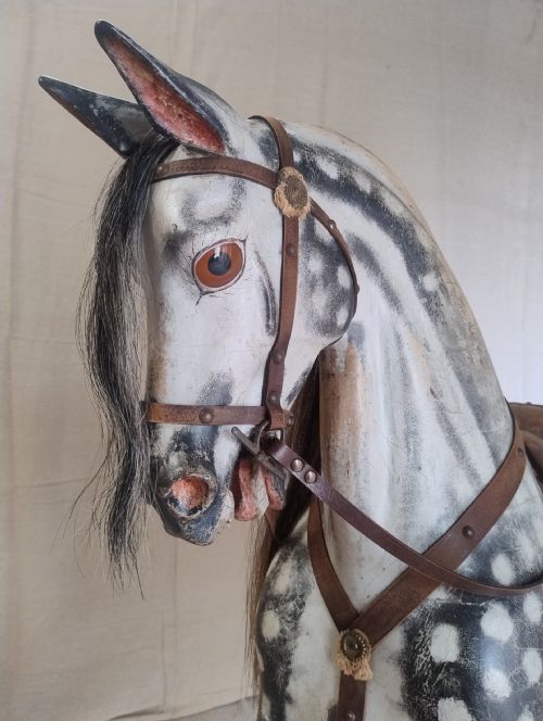 VERY LARGE ANTIQUE ROCKING HORSE FHAYRES C1890 - ADDITIONAL PHOTO 8