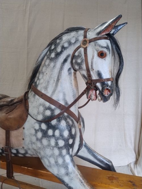 VERY LARGE ANTIQUE ROCKING HORSE FHAYRES C1890 - ADDITIONAL PHOTO 11