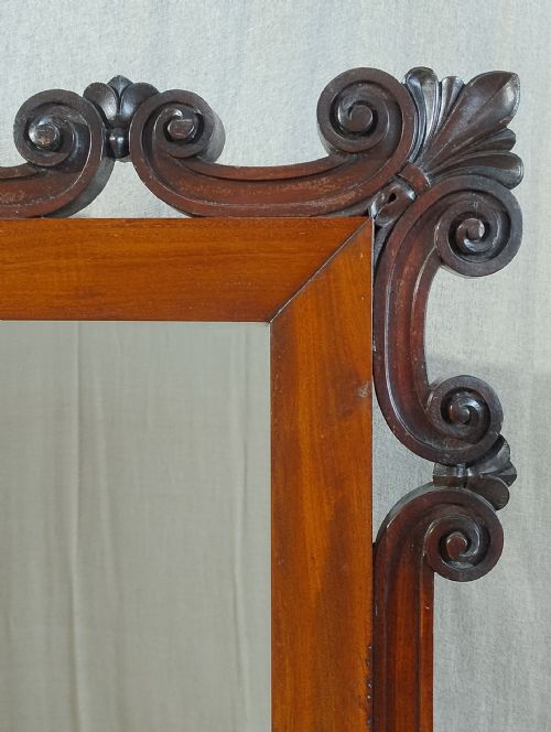 LARGE ANTIQUE MAHOGANY OVERMANTLE MIRROR C1860 - ADDITIONAL PHOTO 3