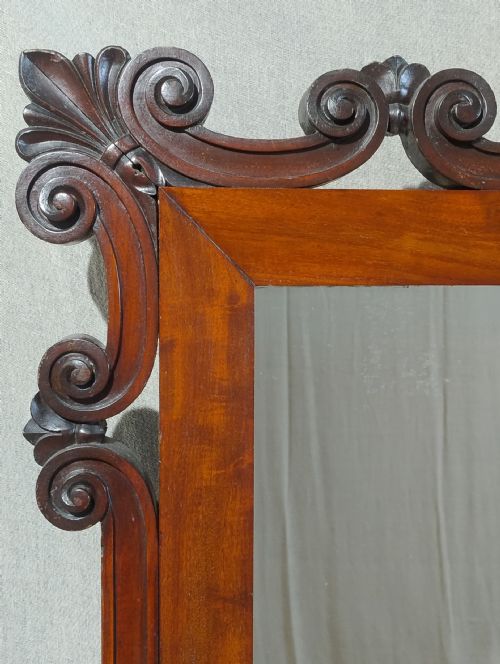 LARGE ANTIQUE MAHOGANY OVERMANTLE MIRROR C1860 - ADDITIONAL PHOTO 4