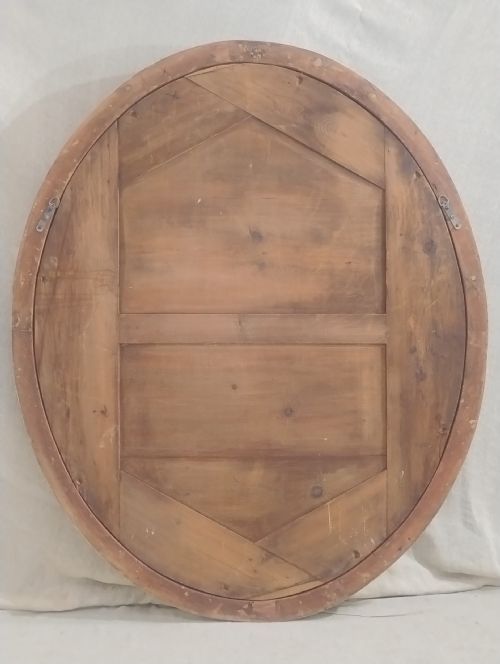 VERY LARGE ANTIQUE OVAL MIRROR PARCEL GILT C1860 - ADDITIONAL PHOTO 4