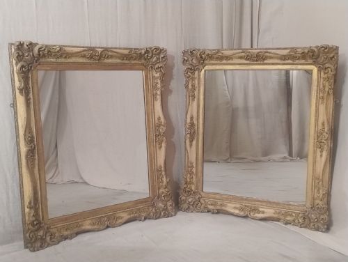 LARGE PAIR OF ANTIQUE MIRRORS PARCEL GILT C1880