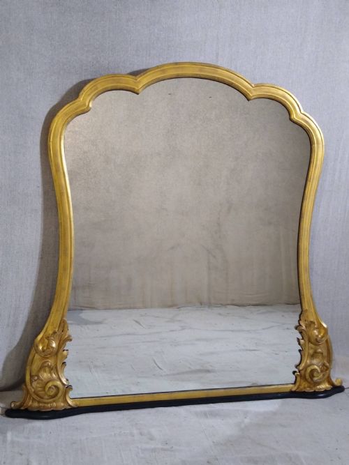 LARGE ANTIQUE GILT OVERMANTLE WALL MIRROR C1870